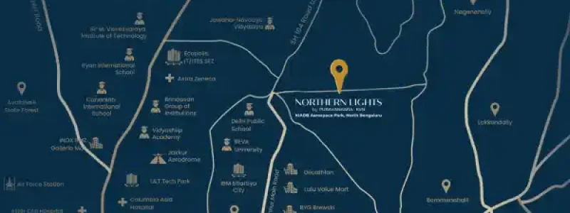 Purva Horizon Apartment Location map with birds eye view by Puravankara Group located at Hennur Road, Bangalore Karnataka